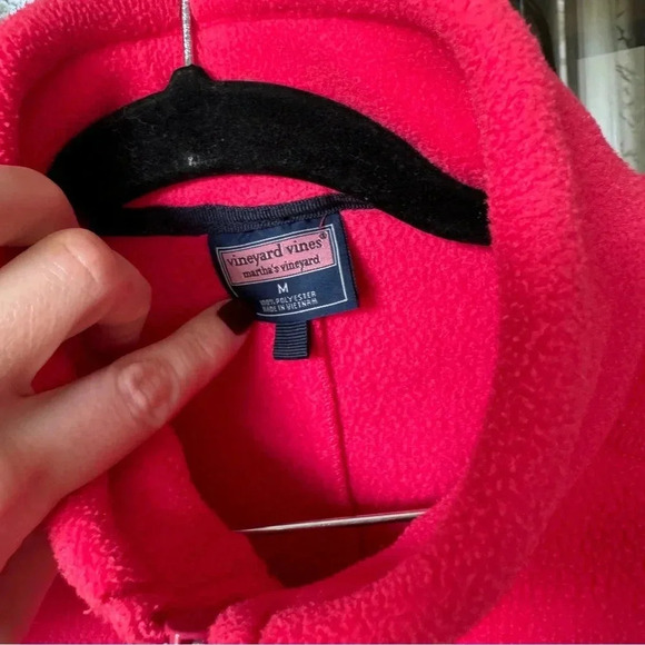 Vineyard Vines fleece vest navy coral red neon zip up pockets size medium - Picture 3 of 5